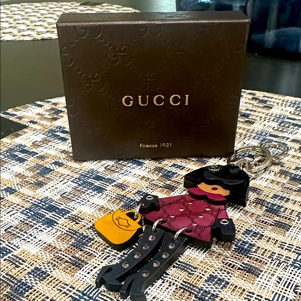 Gucci Black, Maroon, and Yellow Bag Charm or Keychain - Brand New!